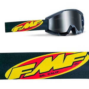 FMF Powercore Goggle crossilasit, Musta-hopea peililinssi