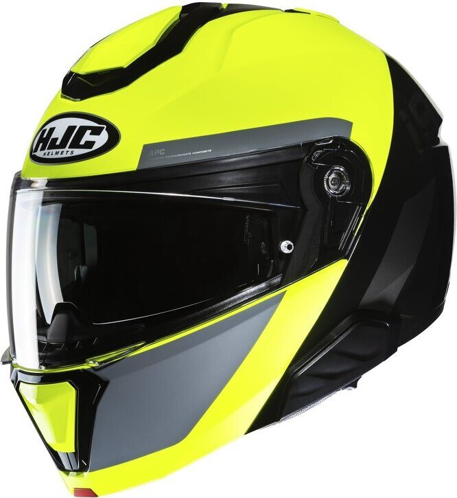 HJC i91 Bina Musta/Fluo Keltainen MC3H