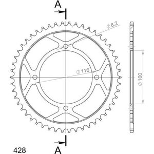 JT Sprockets takaratas 462.49 alumiini