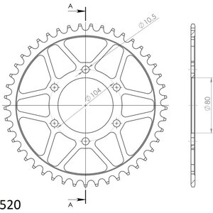 JT Sprockets takaratas 478.45 teräs musta