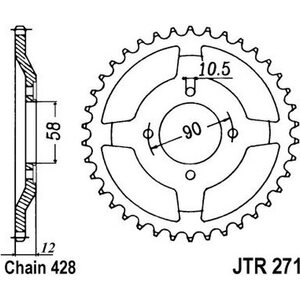 JT Sprockets takaratas 271.50 teräs
