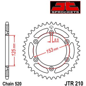 JT Sprockets takaratas 210.51 alumiini