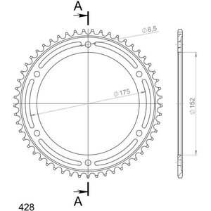 JT Sprockets takaratas 839.53 musta teräs