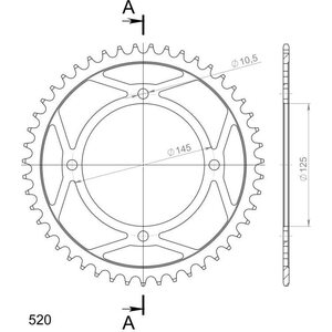JT Sprockets takaratas 857.47 musta teräs