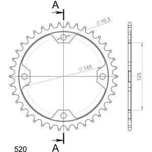 JT Sprockets takaratas 1857.38 musta teräs