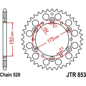 JT Sprockets takaratas 853.50 teräs