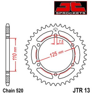 JT Sprockets takaratas 13.41 teräs