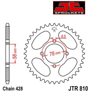 JT Sprockets takaratas 810.42 teräs