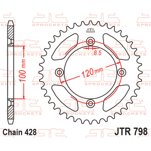 JT Sprockets takaratas 798.51 alumiini